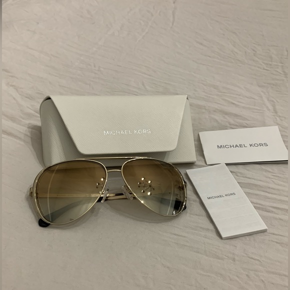 New Michael Kors aviator sunglasses gold mirror main image 11